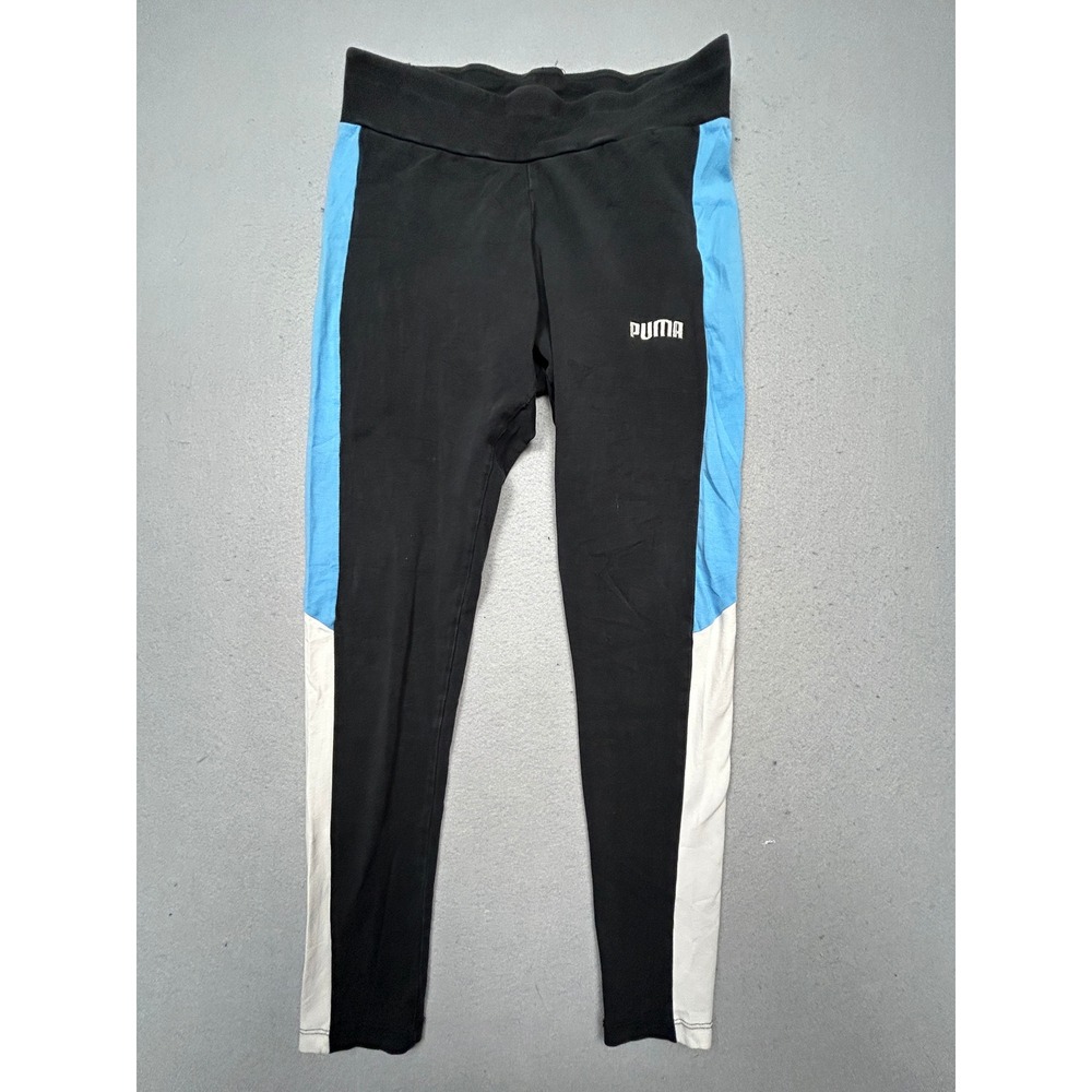 PUMA Leggings Cotton Black Blue White Size Medium Womens